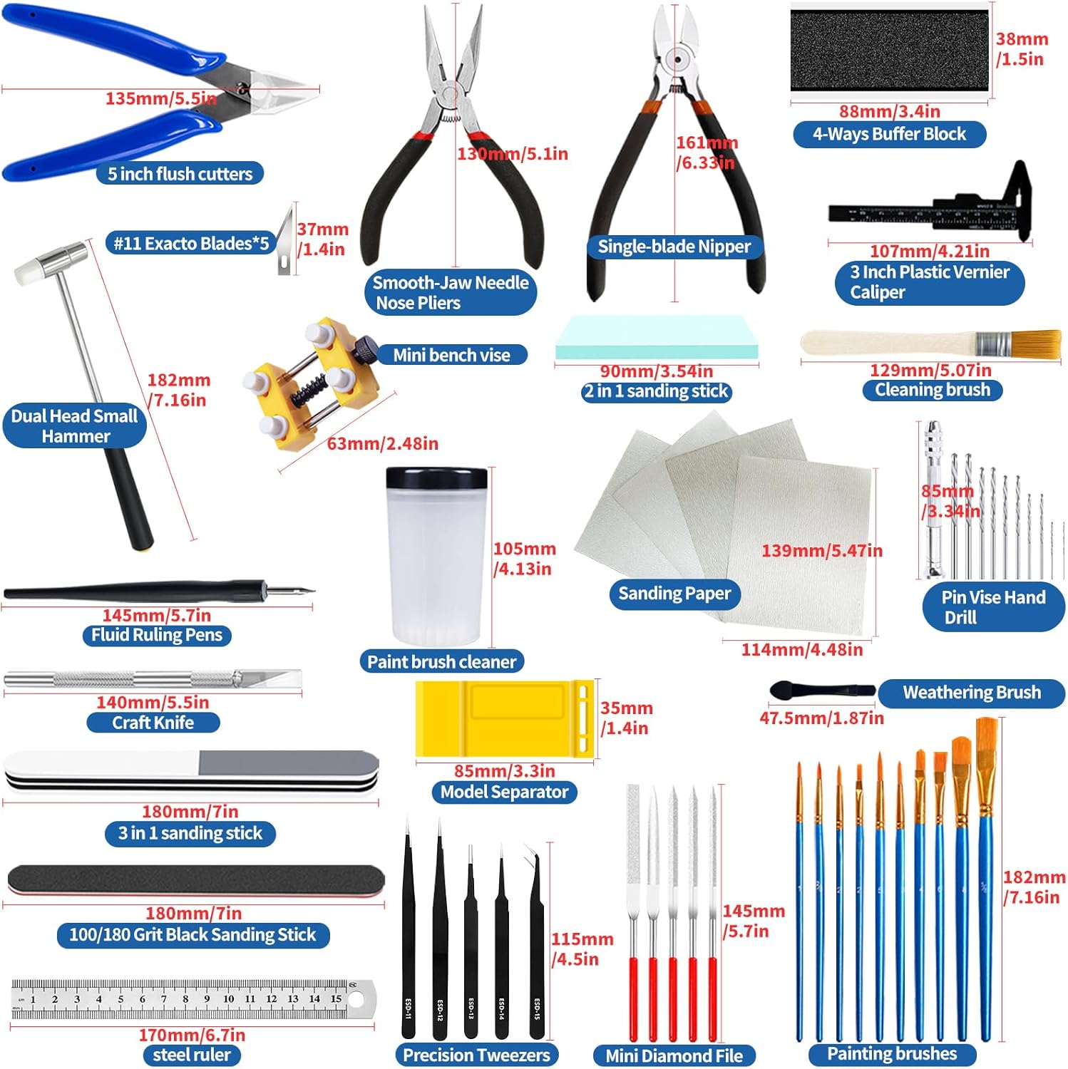 64Pcs Modeler Basic Tools Craft Set Hobby Building Tools Kit Gundam Model Tools for Assembling Repairing and Fixing