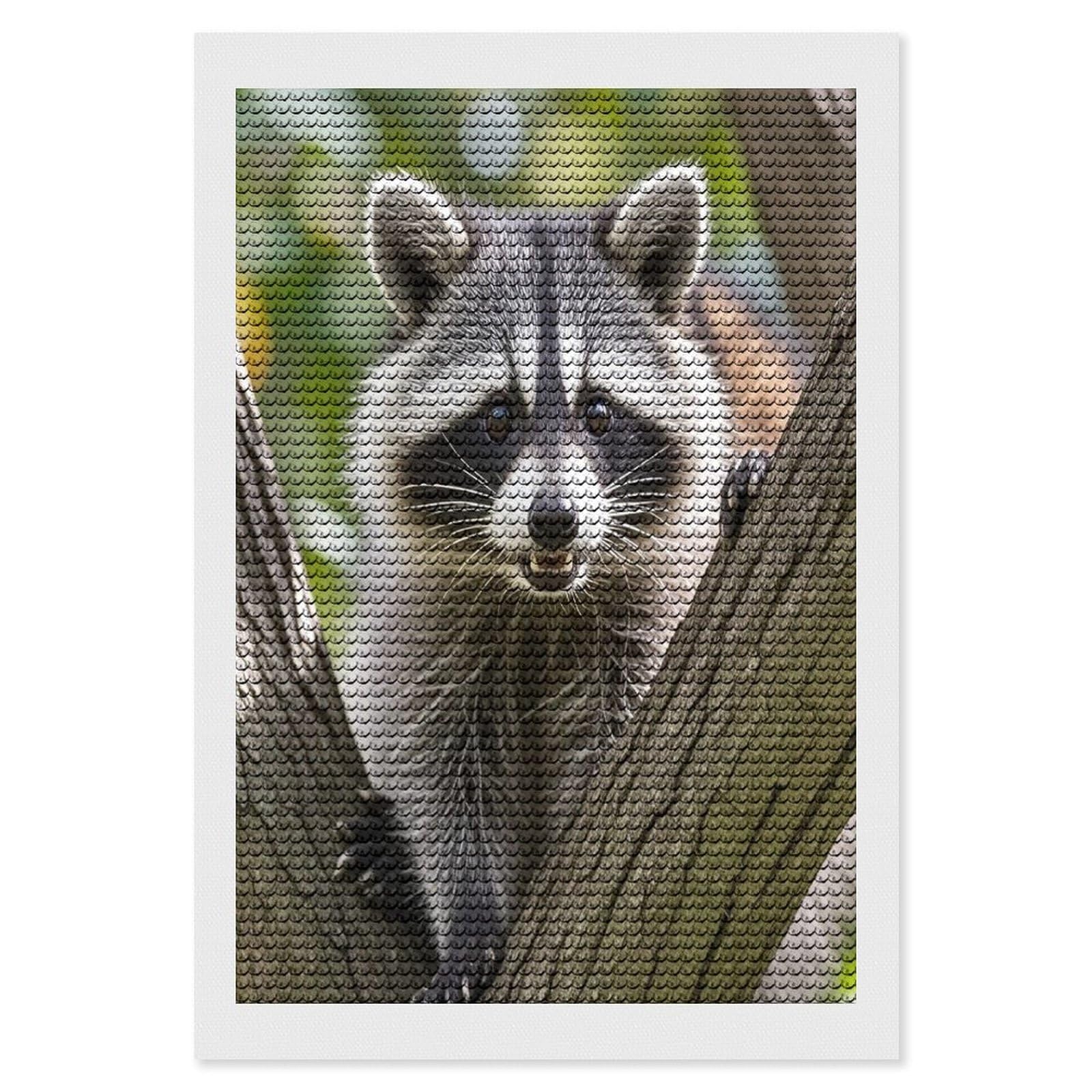 FekiLoot Raccoon Diamond Painting Kits for Adults Round Paint with Diamonds Pictures Gem Art Painting Kits Personalized Diamond Art Full Drill for Beginners Home Wall Decor