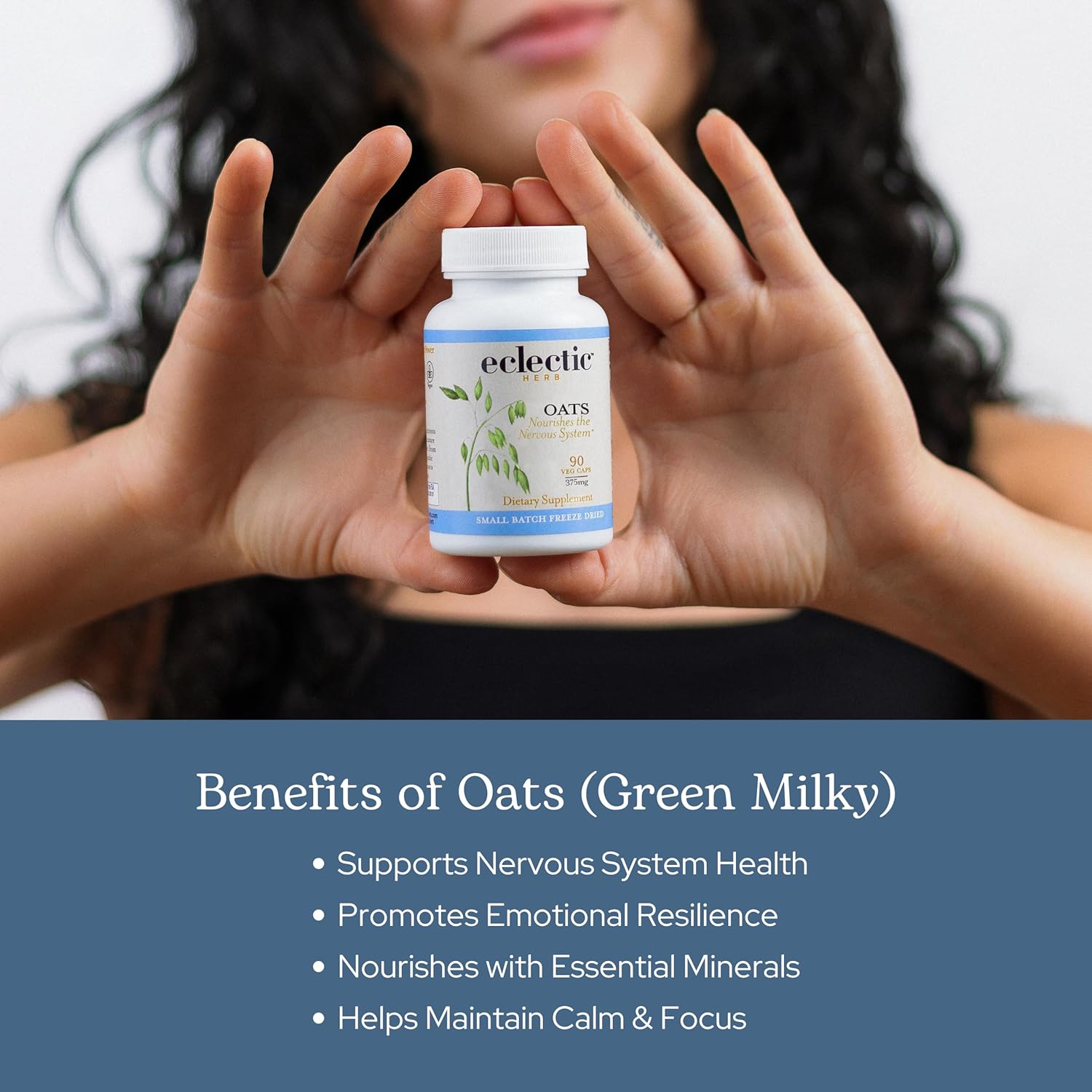 Eclectic Herb - Premium Raw Freeze-Dried Oats Capsules | Milky Green Oats Avena Sativa | Nervous System Support | Natural Dietary Supplement | Organic, Vegan, Non-GMO (90 CT | 375 mg)