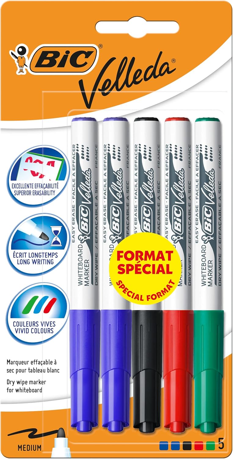 Bic Velleda 1741 Dry Erase Whiteboard Markers, Medium Conical Tip