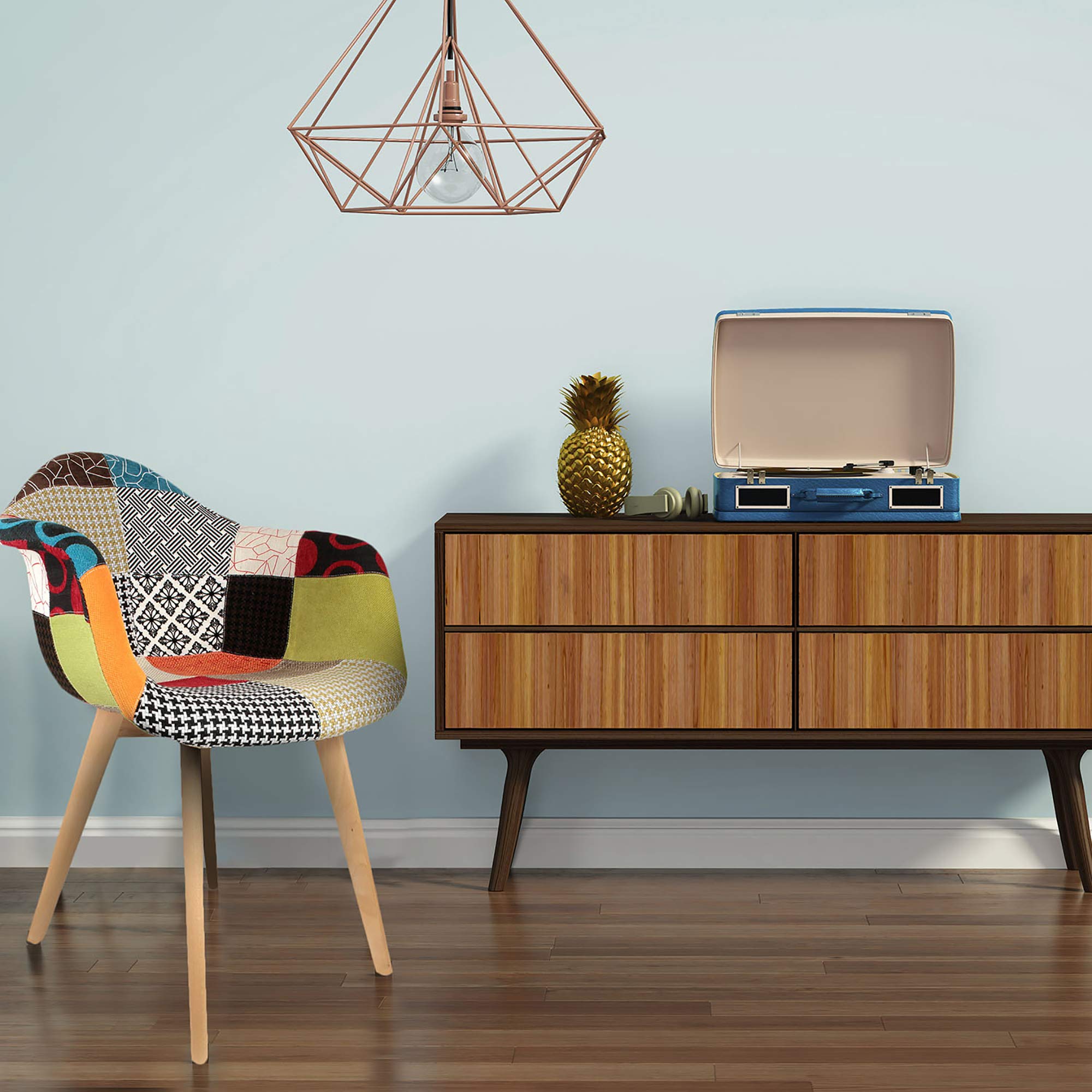 The Home Deco Factory HD3096 Sessel, skandinavisch, Patchwork, Holz + Polyester, Mehrfarbig, 62 x 60,5 x 86 cm, 2 Stück