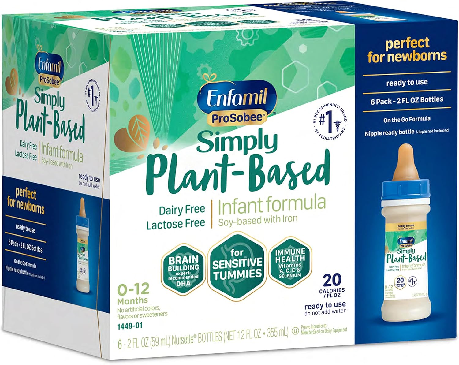 Plant based Baby Formula, 6 bottles (2 Fl Oz each), Ready