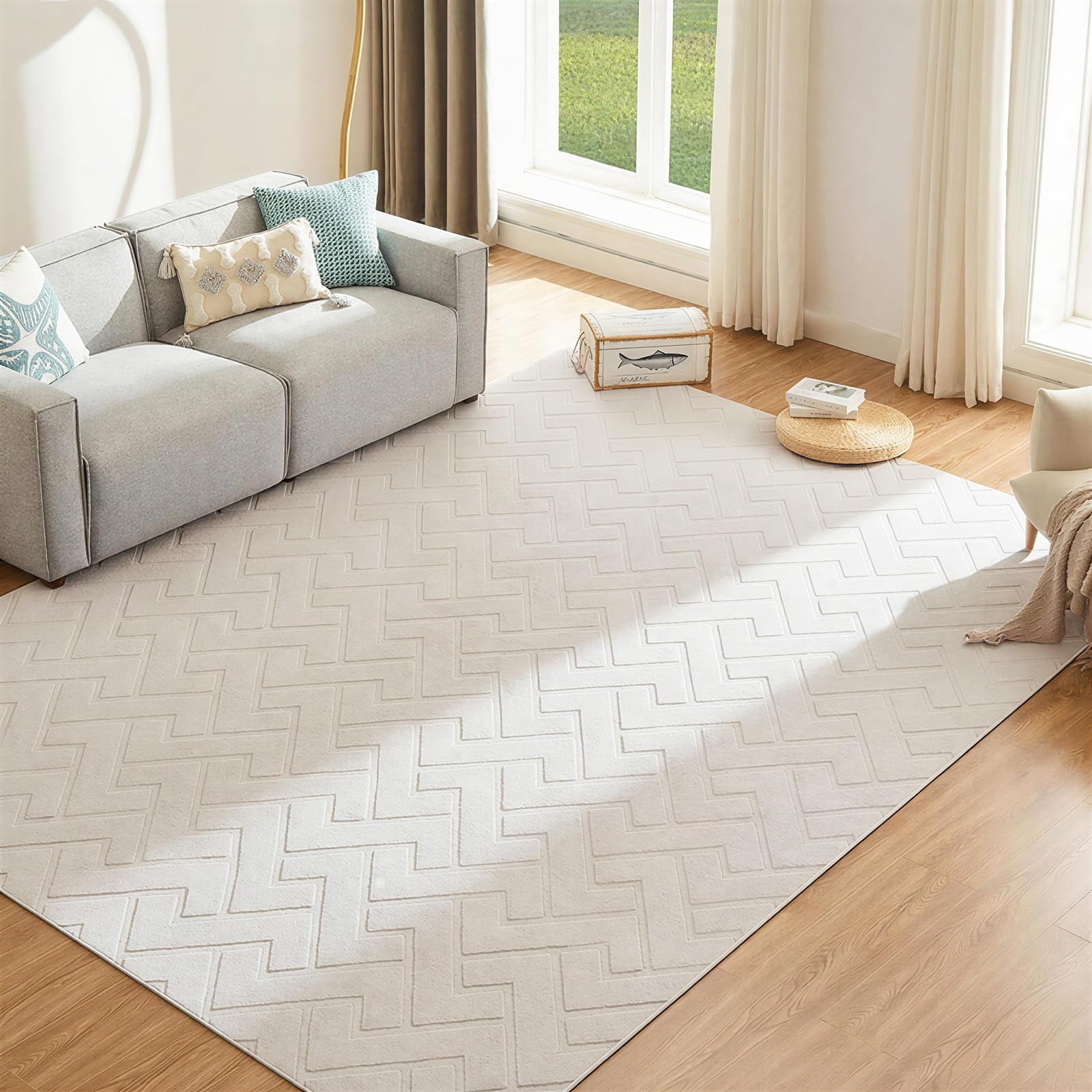 Famibay Tappeto Salotto 160x230 Bianco Moderno Grande Tappeto Lavabile In Lavatrice Pelo Corto Morbido Antiscivolo Tappeti Soggiorno Camera Da Letto Sala Pranzo Arredamento Casa