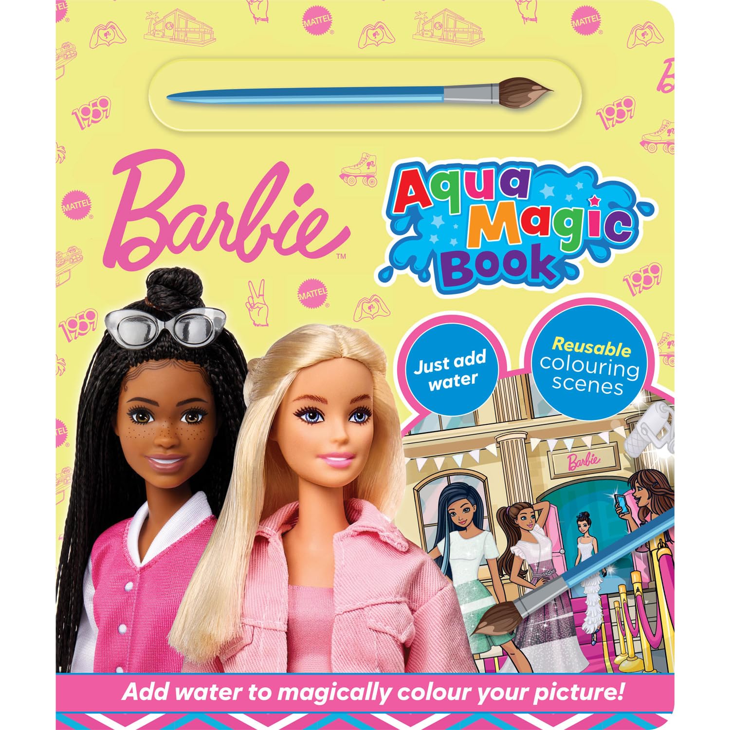 Barbie Aqua Magic Book – Reusable Water Colouring for Kids – 8 Pages of Mess-Free Painting – Includes Paintbrush – Creative Fun for Ages 3+