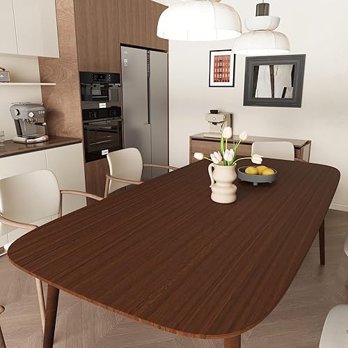 Miniatura 7 de JSEVEM Papel tapiz de nogal marrón de 24 x 197 pulgadas, para despegar y pegar, papel de contacto de grano de madera de nogal sintético,