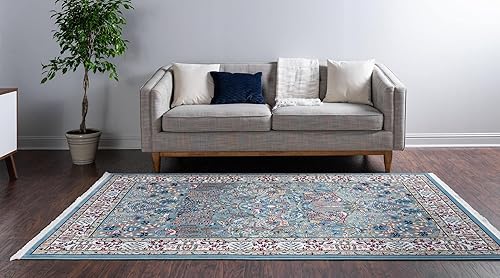 Miniatura 5 de Rugs.com Rabia Collection - Alfombra baja azul de 5 x 8 pies, perfecta para dormitorios, comedores, salas de estar