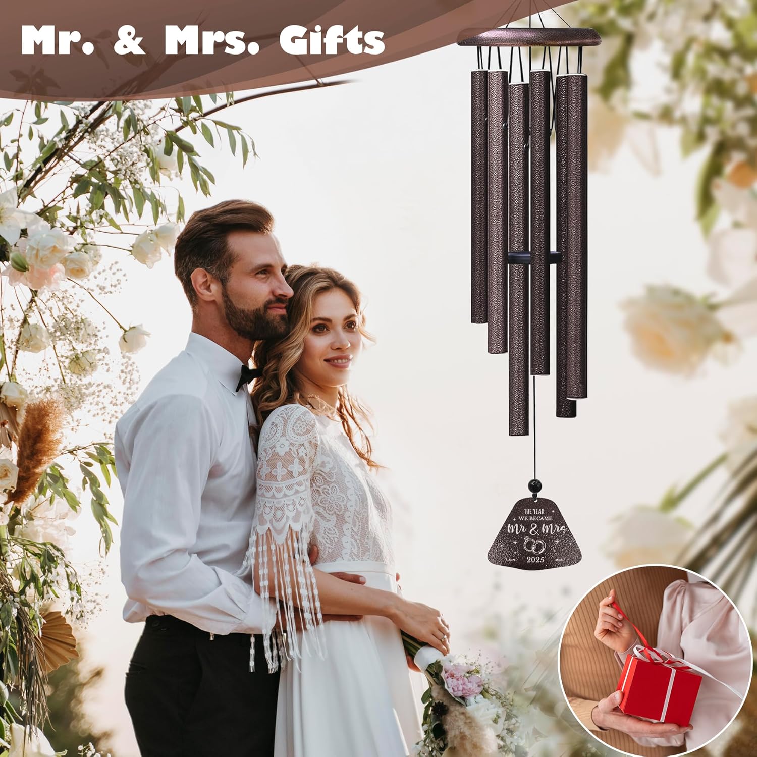 Wedding Gifts, Mr and Mrs Gift 32” Wind Chimes Outside, Wedding Gifts for Couples Newlyweds 2025, Bridal Shower Just Married Gift - Image 2