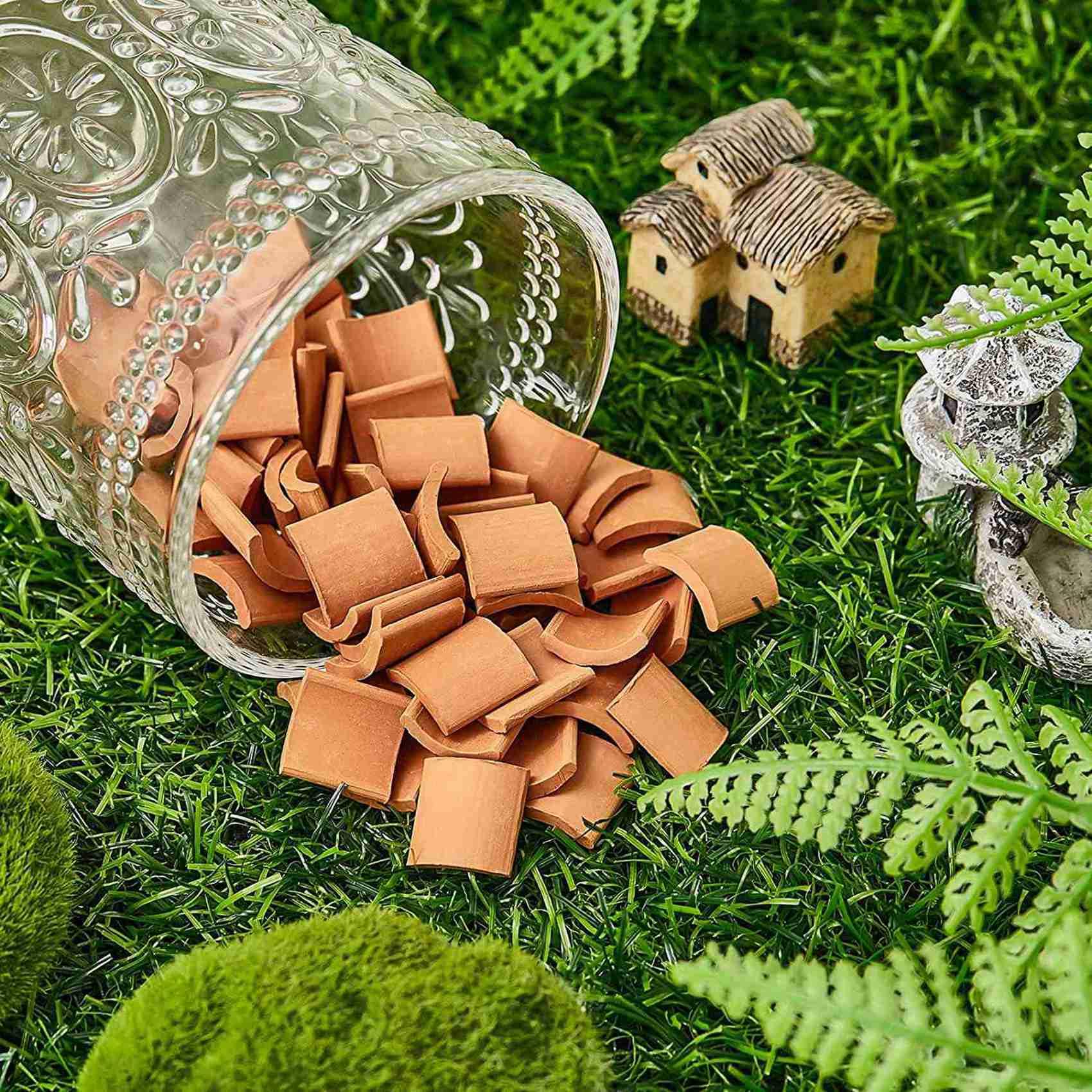 Fuuroottly 400-Piece Miniature Roof Tile Set – Fake Shingles For Dollhouses, Miniature Gardens, Dioramas & Crafts