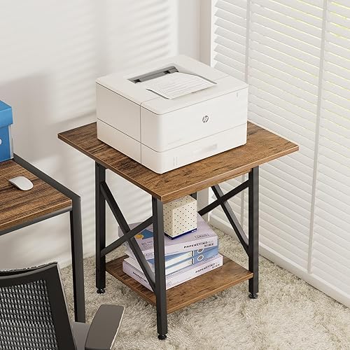 Miniatura 27 de GreenForest Mesa auxiliar de 24 pulgadas para sala de estar, mesas auxiliares cuadradas grandes con marco en X, mesita de noche industrial alta con