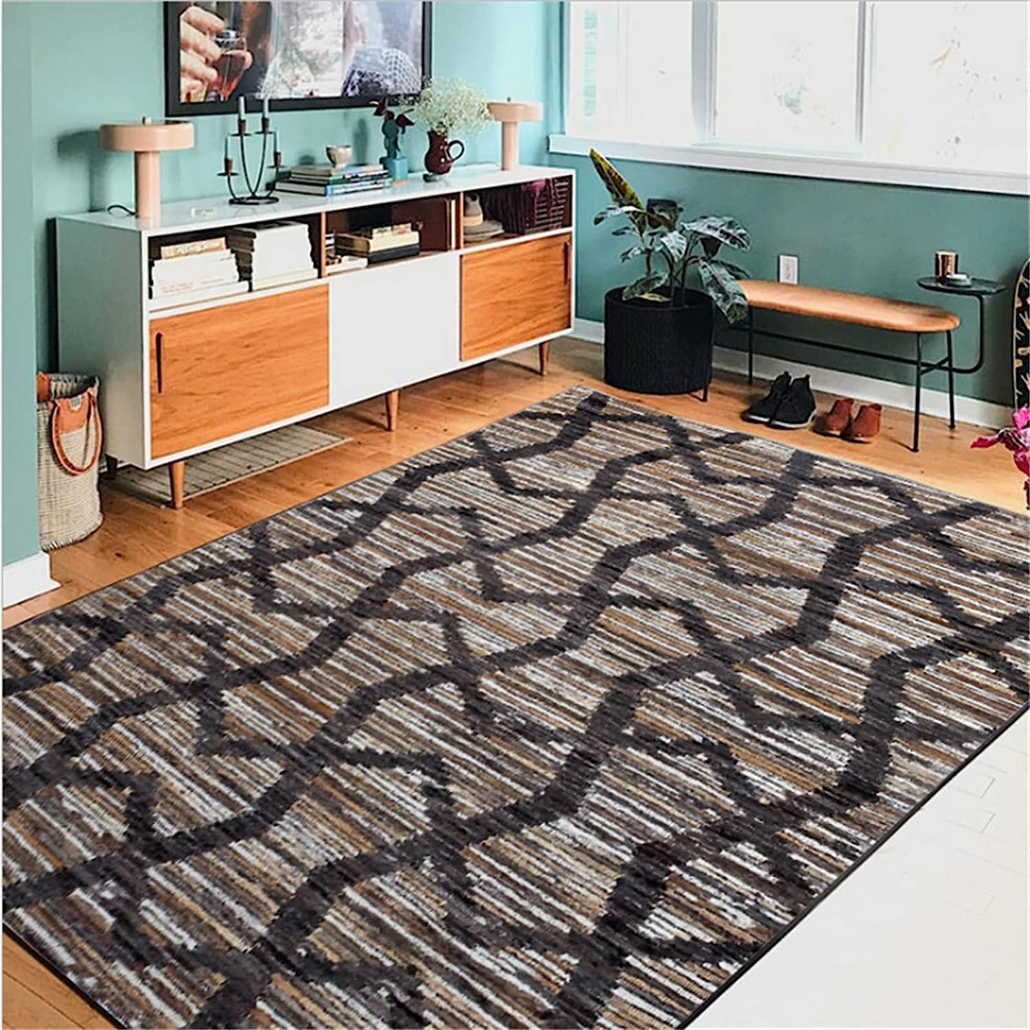 Tappeti 3D Pavimento Di Linea Geometrica Retrògaming Tappeti Per Bambini Adolescenti Tappeti Camera Da Letto Soggiorno Tappeti Salotto Bagno Cucina Moderni Lavabile Antiscivolo Gamer Room Decor 160 X