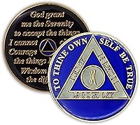 Vista 9 de Moneda de sobriedad de 10 años Ficha de aniversario de recuperación de chip AA Triplate (negro)