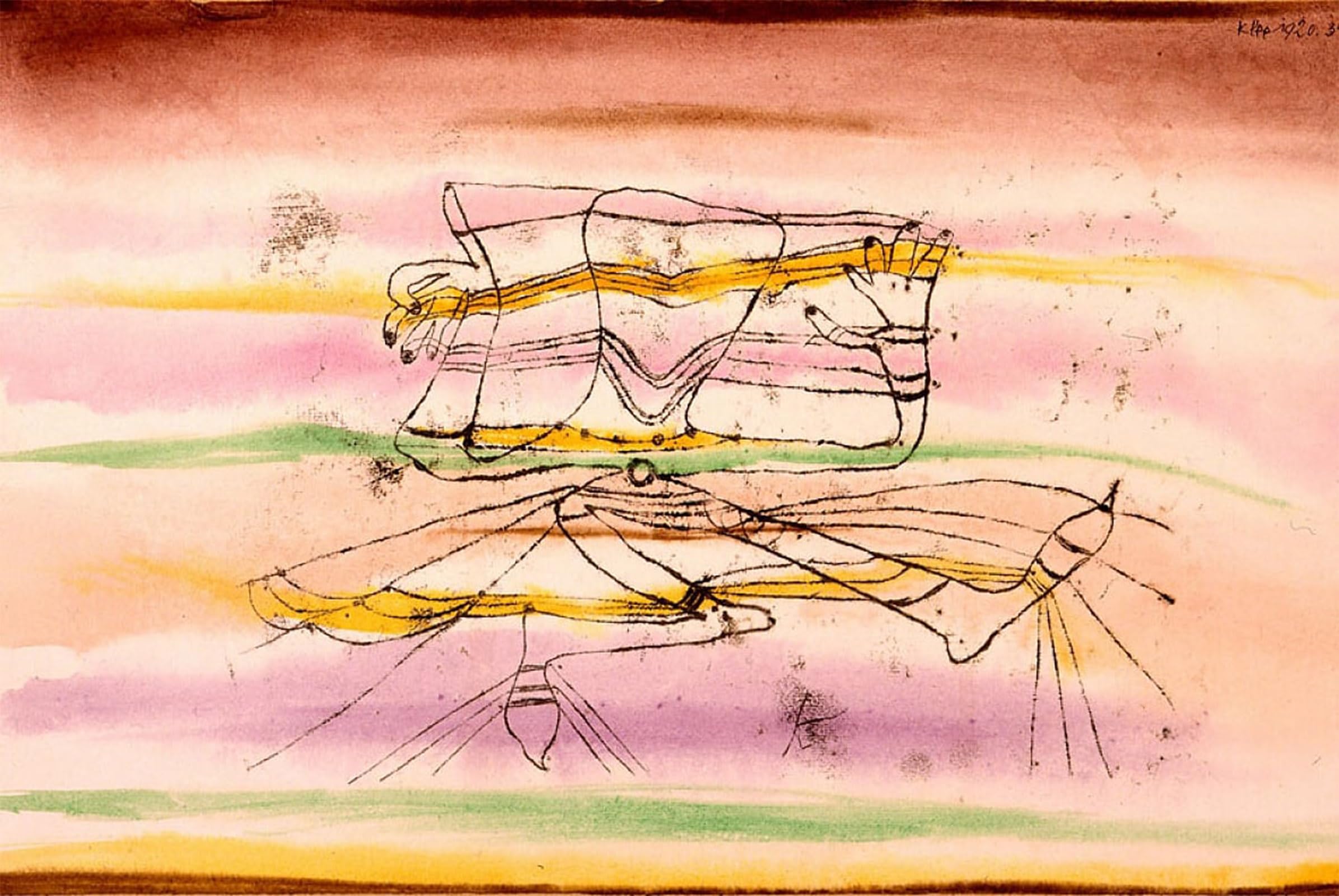 SERENDIPITP Vintage Picture Print on Canvas Wall Art Poster Schleiertanz by Paul Klee Artwork Print Poster for Wall Decor 60x90cm