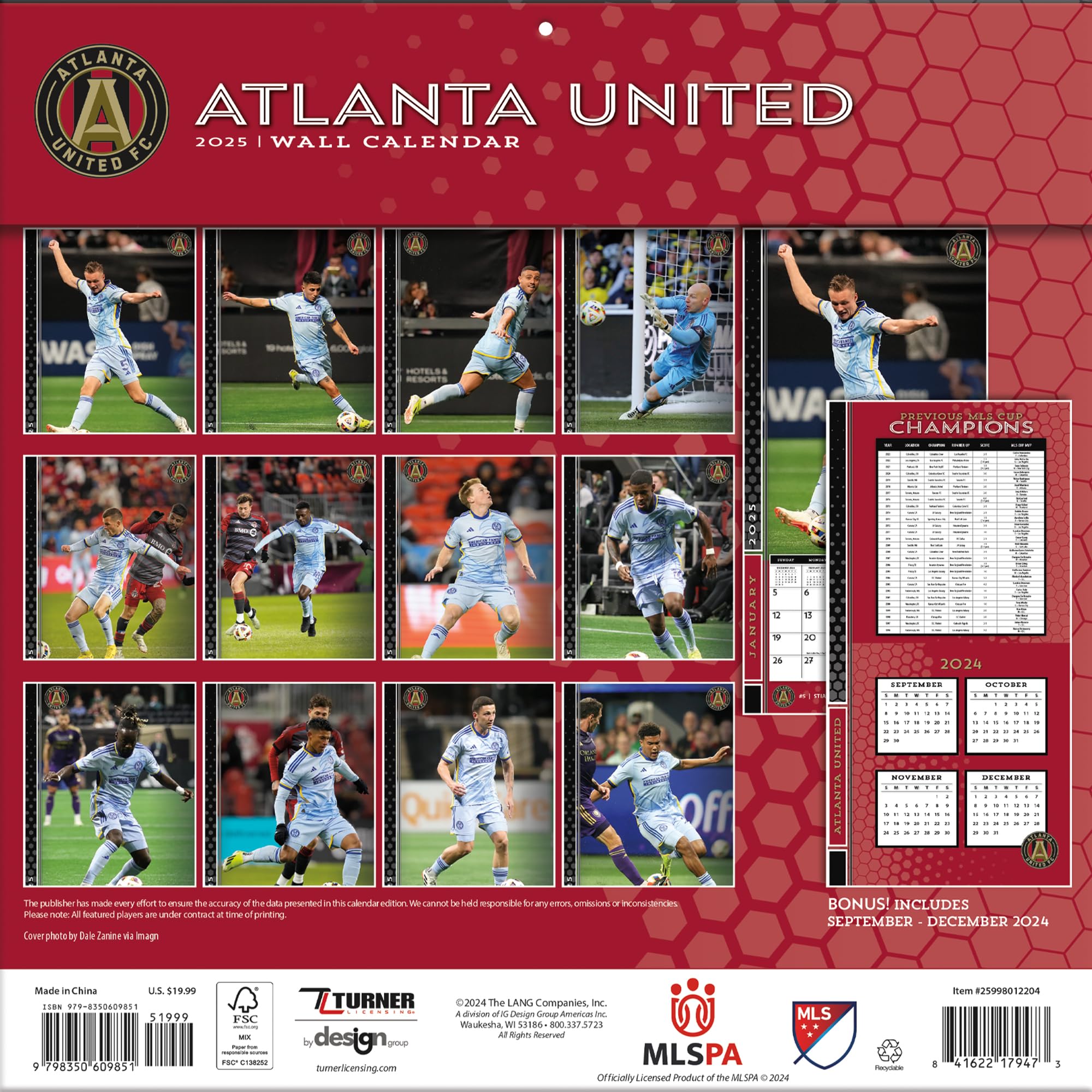Condition photo showing New/Like New for TURNER SPORTS Atlanta United 2025 12x12 Team Wall Calendar (25998012204)