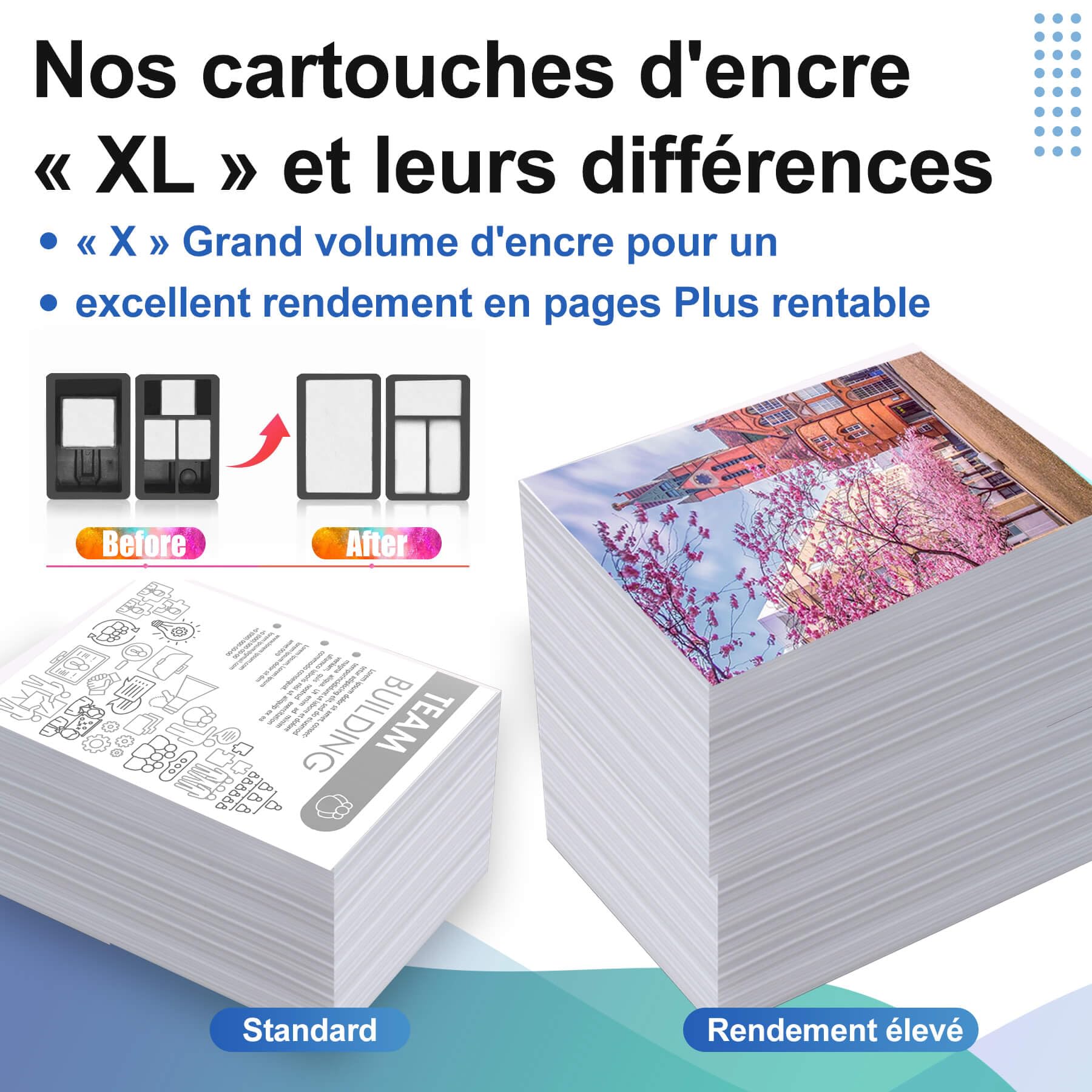 62XL Cartouches d'encre Remplacement pour Cartouche HP 62 Noir et Couleur XL Compatible pour Cartouche HP 62XL pour Envy 5640 5540 7640 5547 5548 5642 5644 OfficeJet 5740 5742 200 250