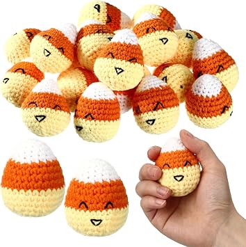 Silipull 10 Pcs Halloween Candy Corn Plush Handmade Crochet Party Favors