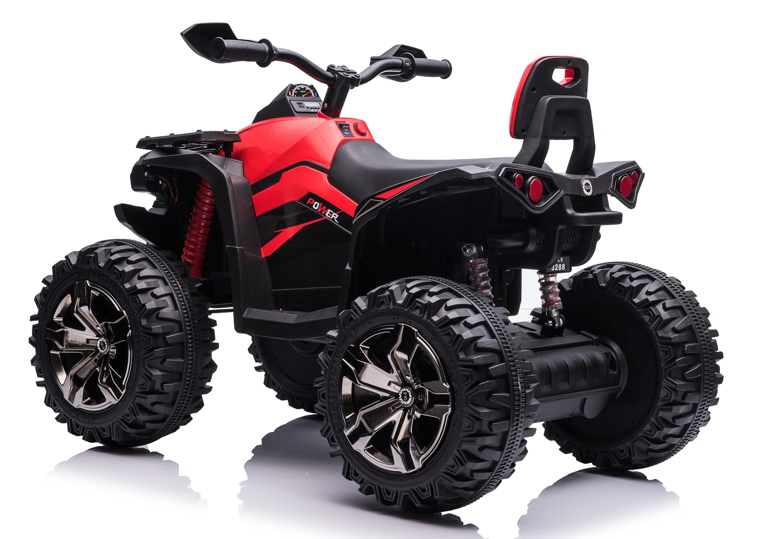 Mondial Toys Quad Elettrico 4x4 per Bambini 12V con 4 Potenti Motori Batteria Potenziata 12V - 14Ah Jungle ATV Ruote Grandi 36 cm Ammortizzatori Reali Luci LED Carico 30 kg Rosso