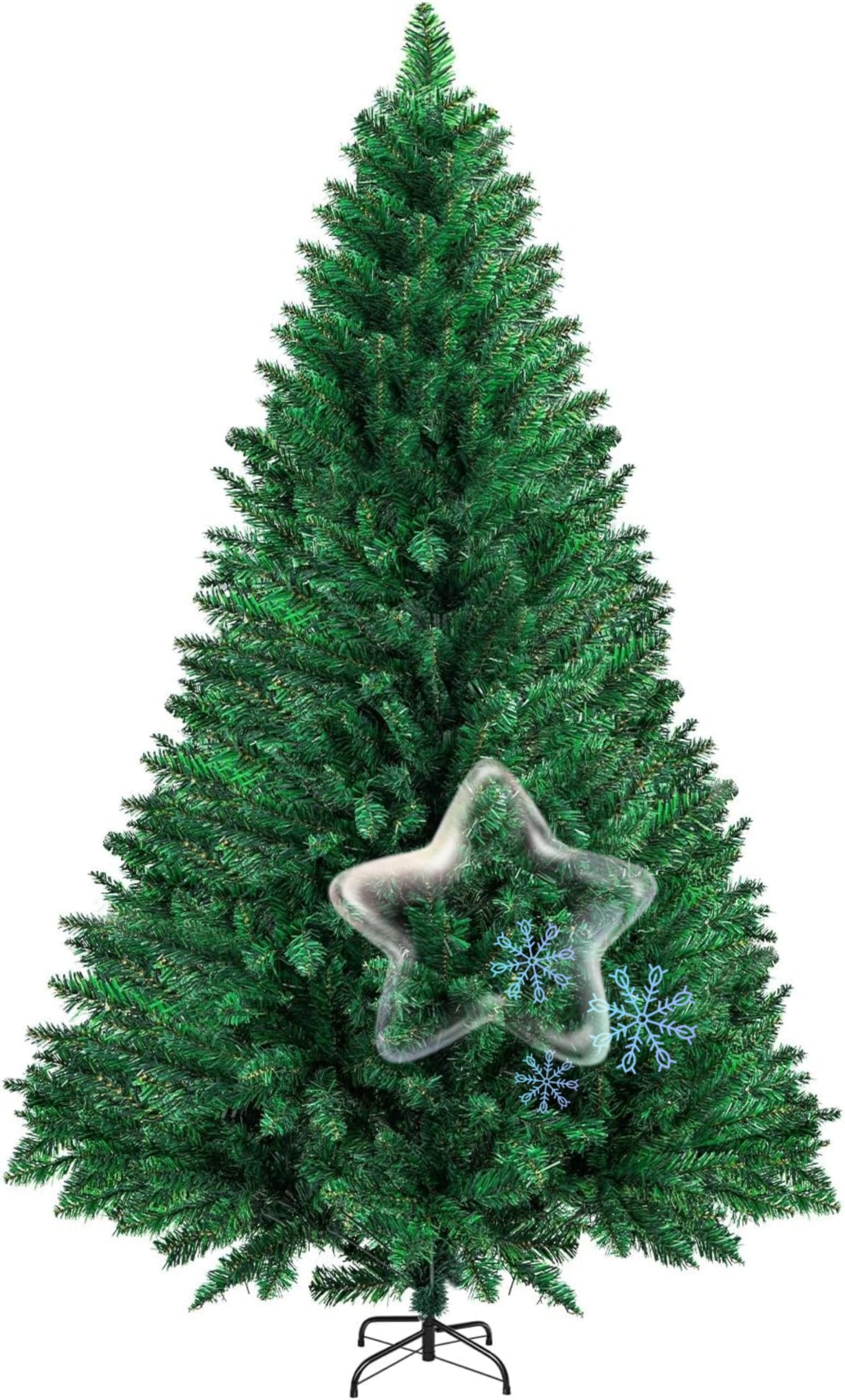 Árbol de Navidad Artificial Verde, 180cm, decoración de Navidad inflameable,Árbol de Navidad Frondoso con sporte metálico (1.8M800-verde)