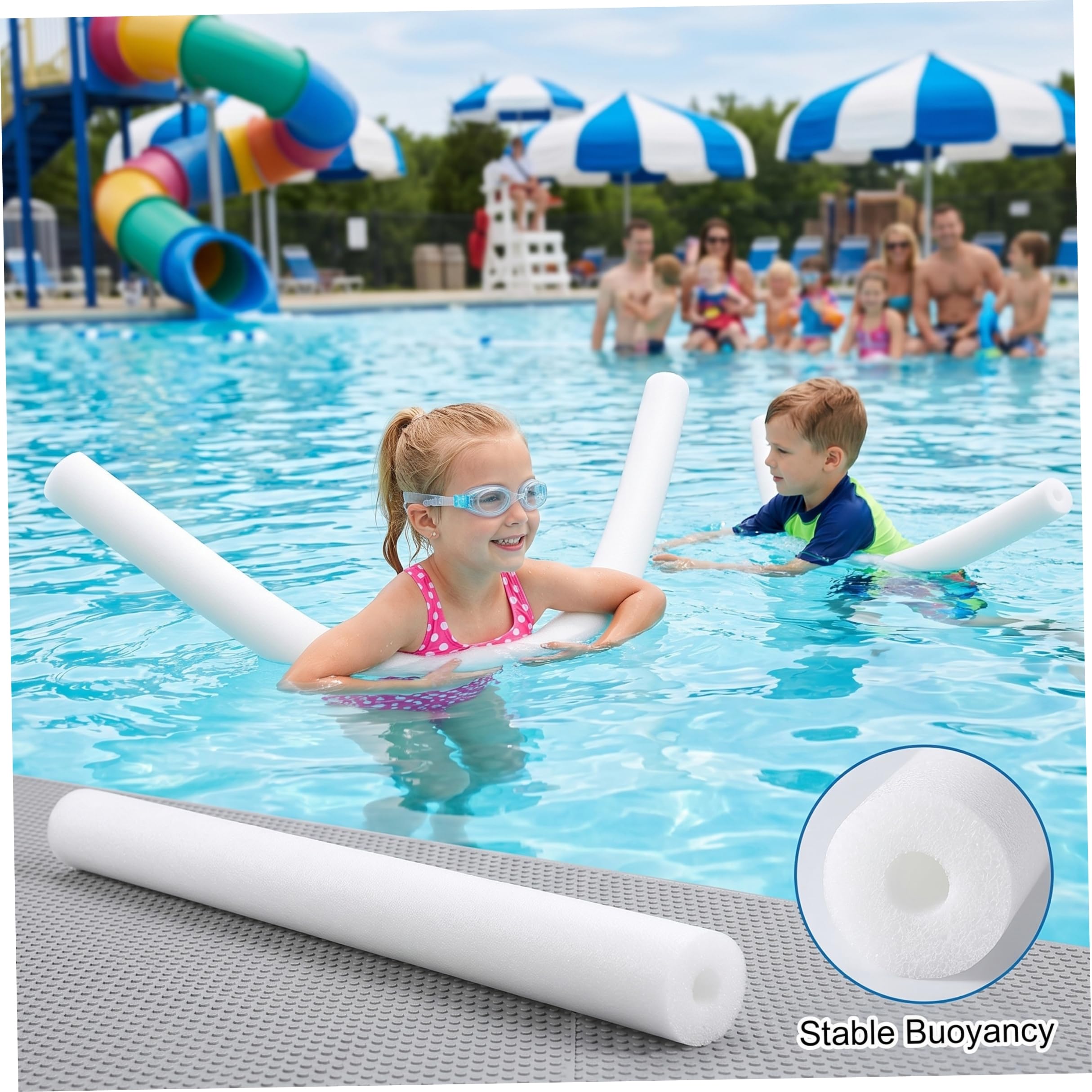 Frites de Piscine géantes Lot de 5 flotteurs en Mousse Aide à la Natation légère et Creuse Blanche 150 cm (59, 06 Pouces).