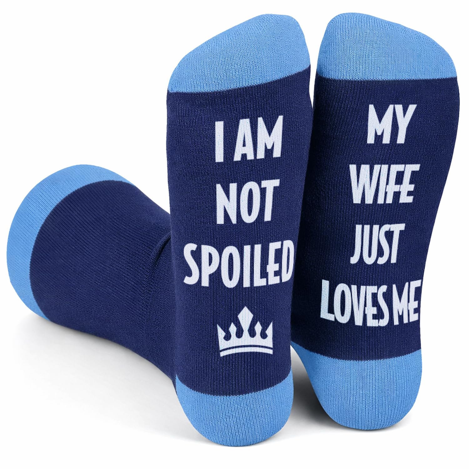 Sc Products Men's Spoiled Wife Spoiled Socks Funny Gifts For Husband | Size 6-12 Cotton Joke Socks Hubby Gift For Valentines Day Presents | Christmas Gift For Husband Stocking Fillers | Birthday Gifts For Husbands