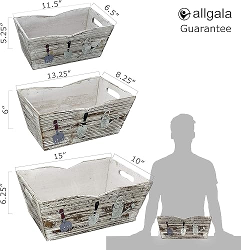Miniatura 6 de allgala Juego de 3 piezas de cajas de madera para macetas - Decoración interior y exterior - Cajas de exhibición de almacenamiento - HD88341