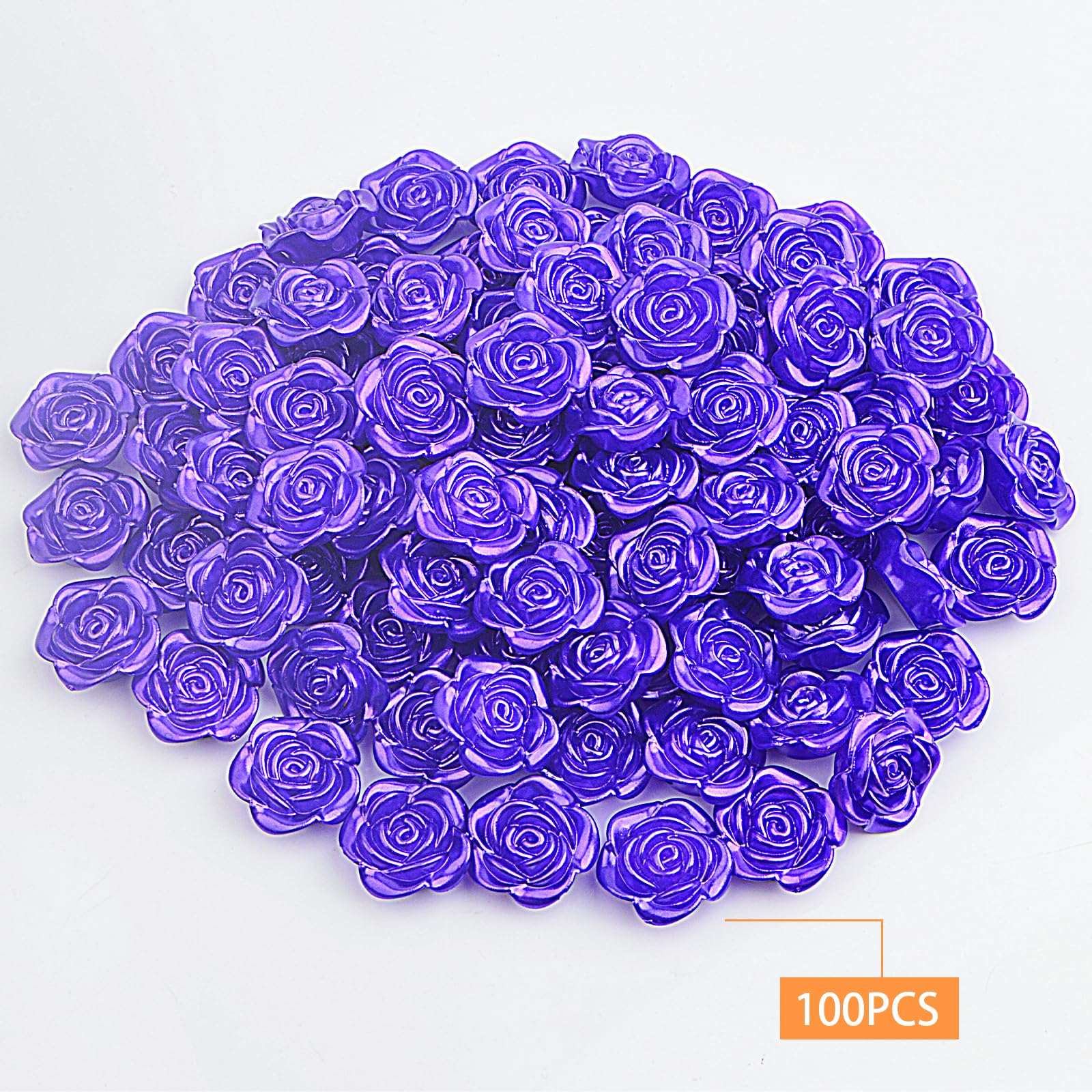16Pcs Flower Beads For Jewelry Making - 0.6x0.4 Inch Acrylic Rose Bud Charms In Blue Purple