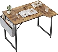 CubiCubi Ergonomic Computer Desk 40 Inch with Side Support, Home Office Desks, Modern Writing Office Desk with Storage Bag, Brown
