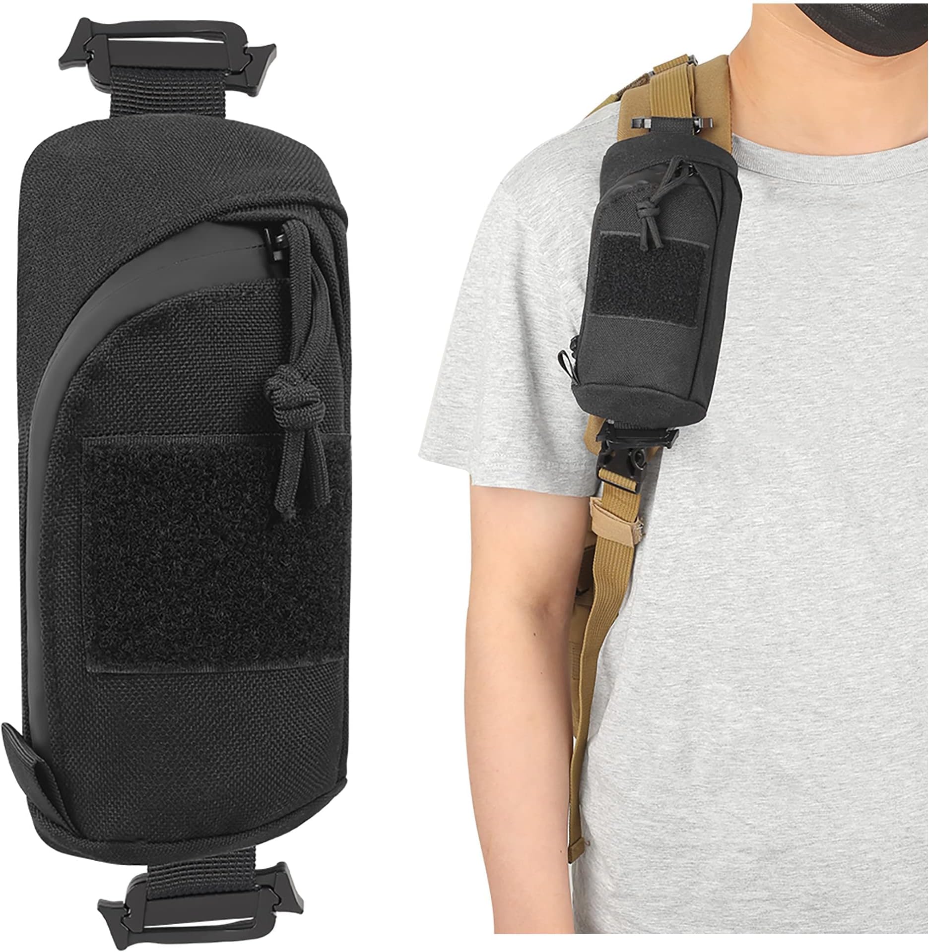 TERRIFI Backpack Shoulder Strap Accessory Pouch, Tactical Accessories Bag Military Multifunctional Edc Tool Pockets for Belt, Compact Phone Pouchs for Outdoor Sport