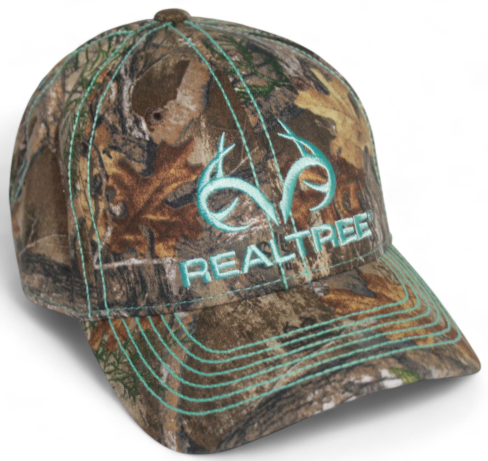 Realtree RT Edge Womans Teal Antler Logo Camo Ladies Fit Cap, Adjustable Buckle, Moisture Wicking Sweatband, Realtree Edge / Teal, One Size-Large