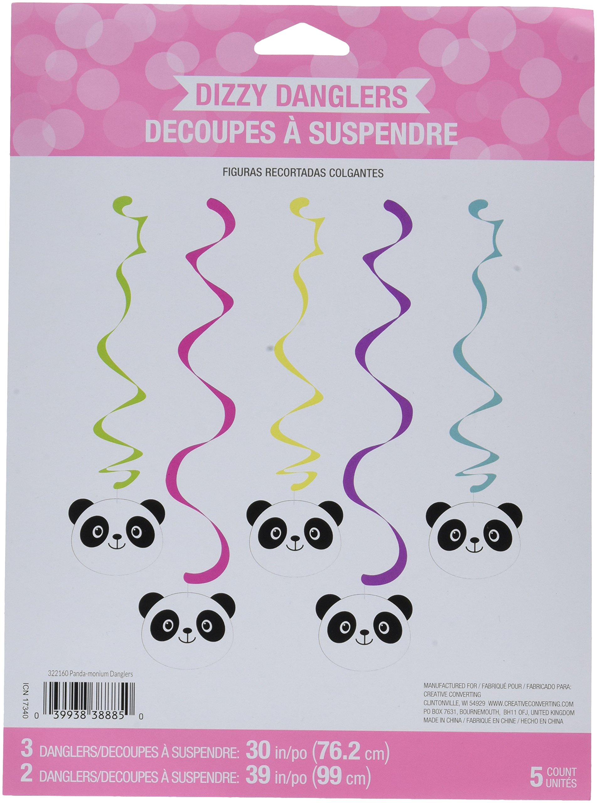Creative Converting Panda Monium Dizzy Danglers Assorted 5-Piece, 30-Inch Length