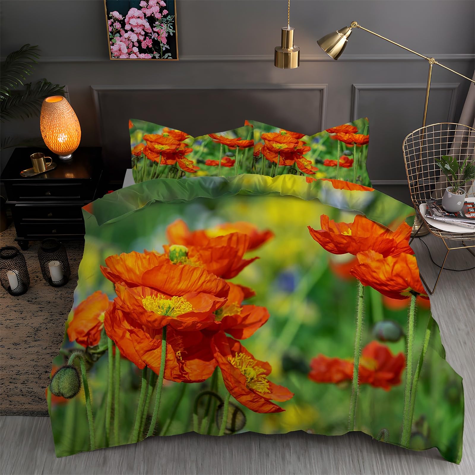 Parure de lit adulte 2 personnes avec fermeture éclair pratique en microfibre douce