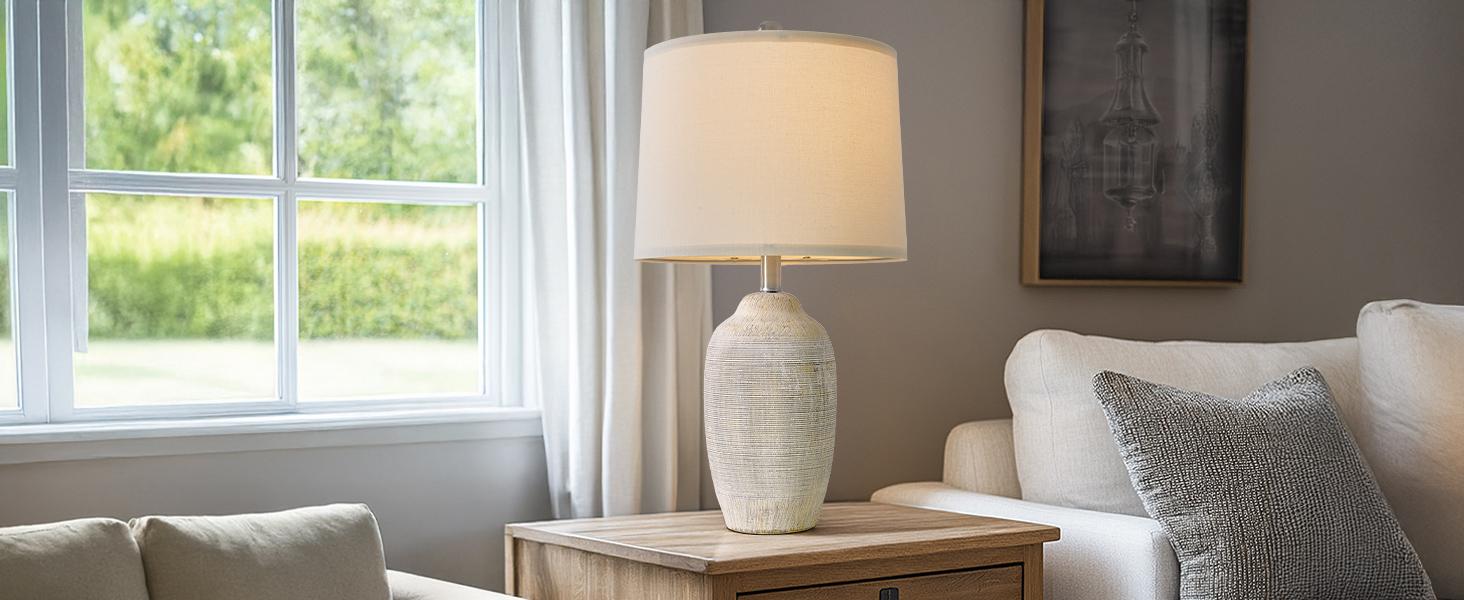 USumkky 24 inch Vintage Ceramic Table Lamp with 5FT Cord - Single