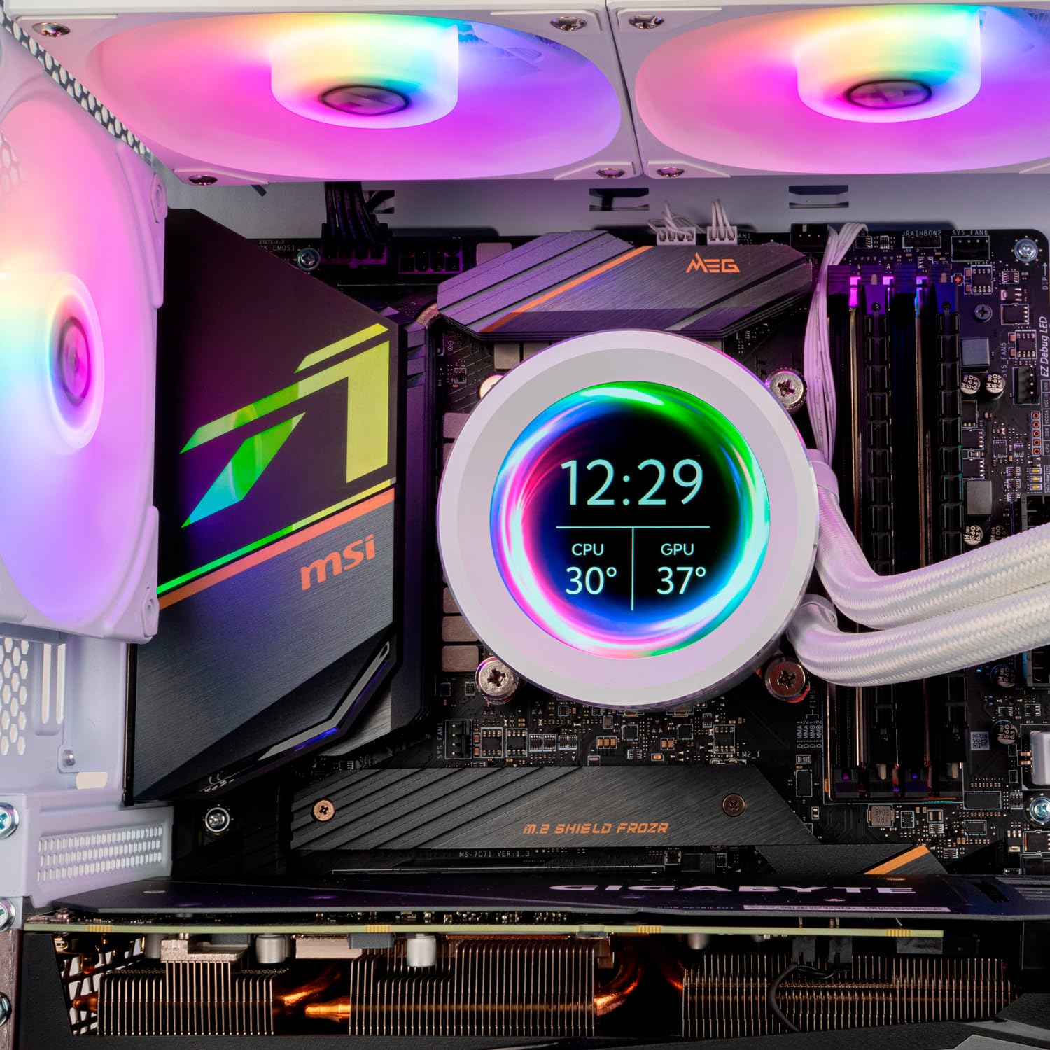 NOX XTREME PRODUCTS X-240 LCD WHITE - Raffreddamento a liquido ARGB con display LCD personalizzabile, Intel e AMD, 2 ventole da 120 mm, controllo PWM, pompa in rame, doppio radiatore alluminio, bianco