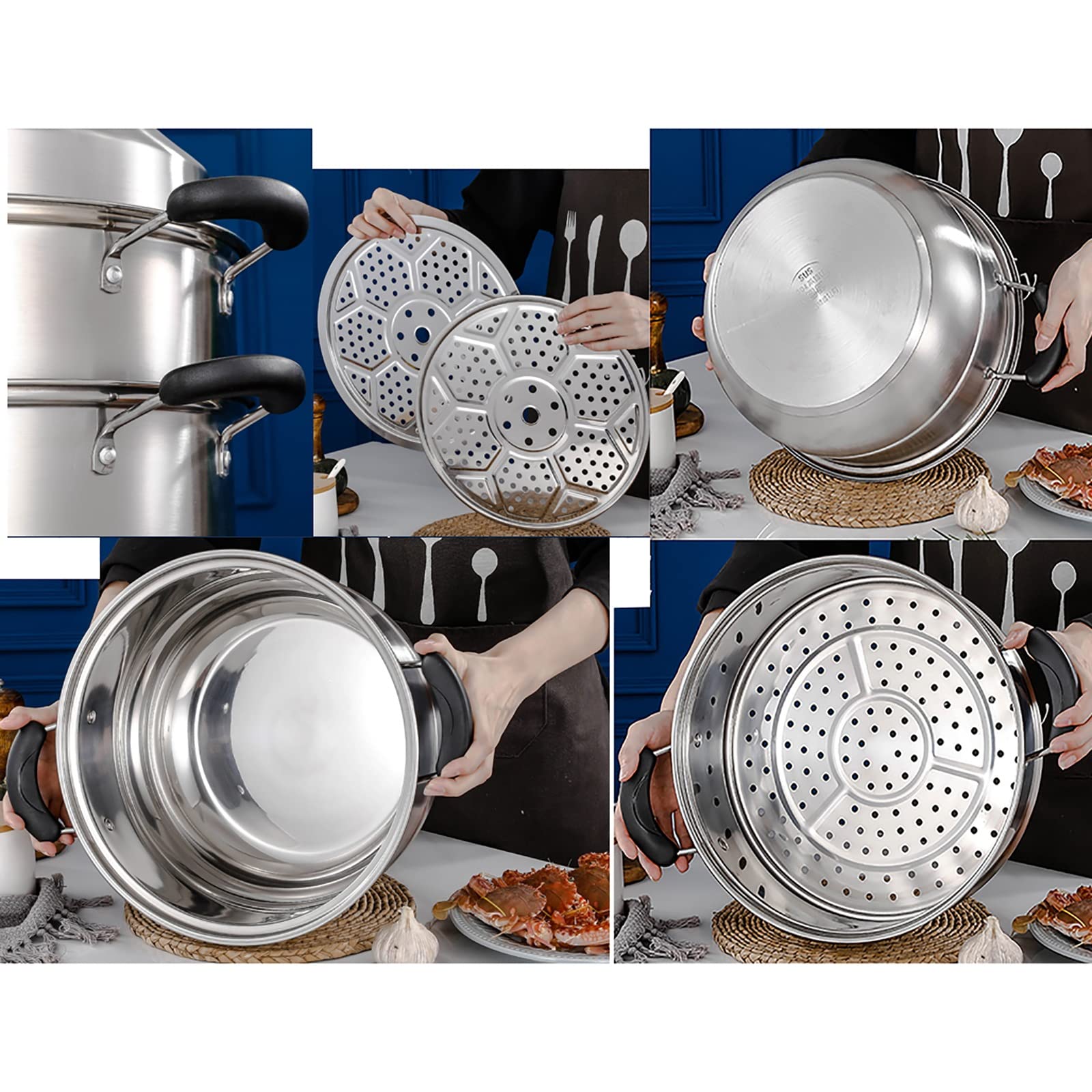 Kochtopf/Suppentopf/Lebensmittelechter Edelstahl 304, 3-lagiger Verbundboden, gedämpfter Krabbenfleisch, Brei, Hühnersuppe, 27 cm