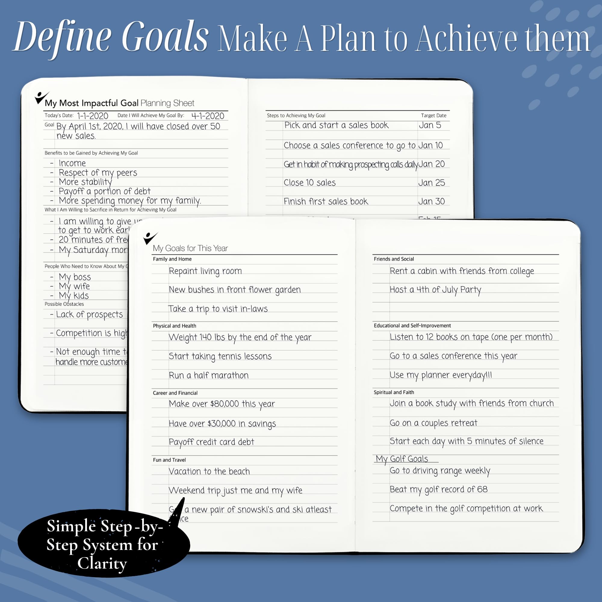 Goal Crazy Agenda journalier non daté – 90 jours A5 2023, planificateur pour les horaires chargés, suivi des habitudes de productivité, inspirant, planificateur de vie quotidienne, pages amandes (bleu