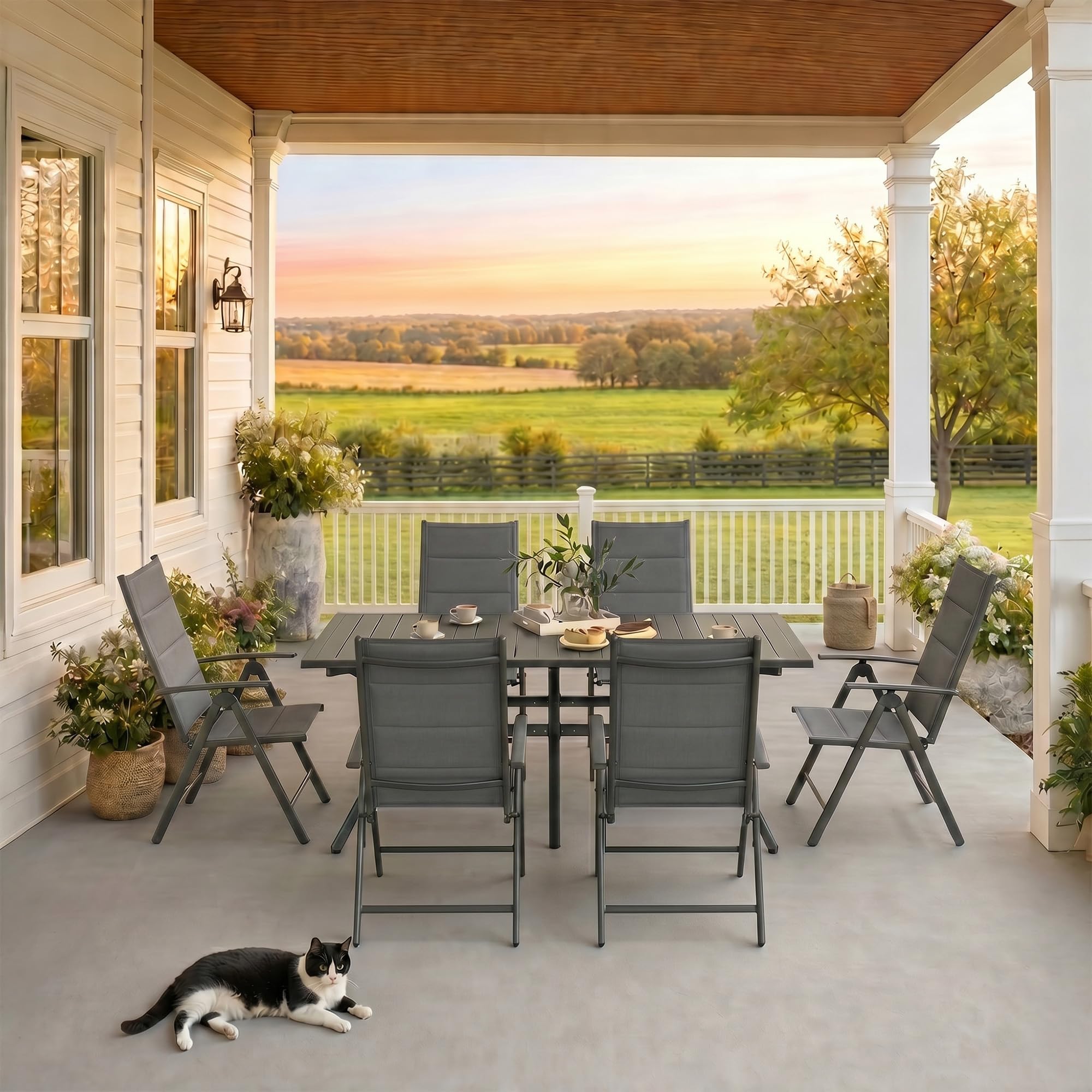 PURPLE LEAF 6-Piece Folding Patio Dining Set
