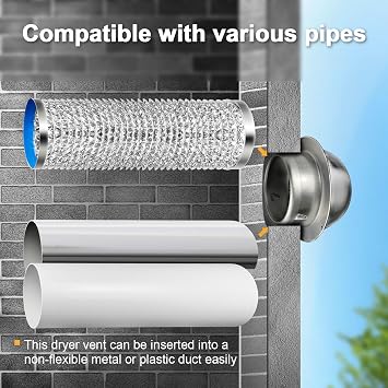 6 Inch Wall Vent Cover, Dryer Vent Cap Outside with Screen Mesh 304 Stainless Steel Soffit Exhaust Vent Round Grille for HVAC System