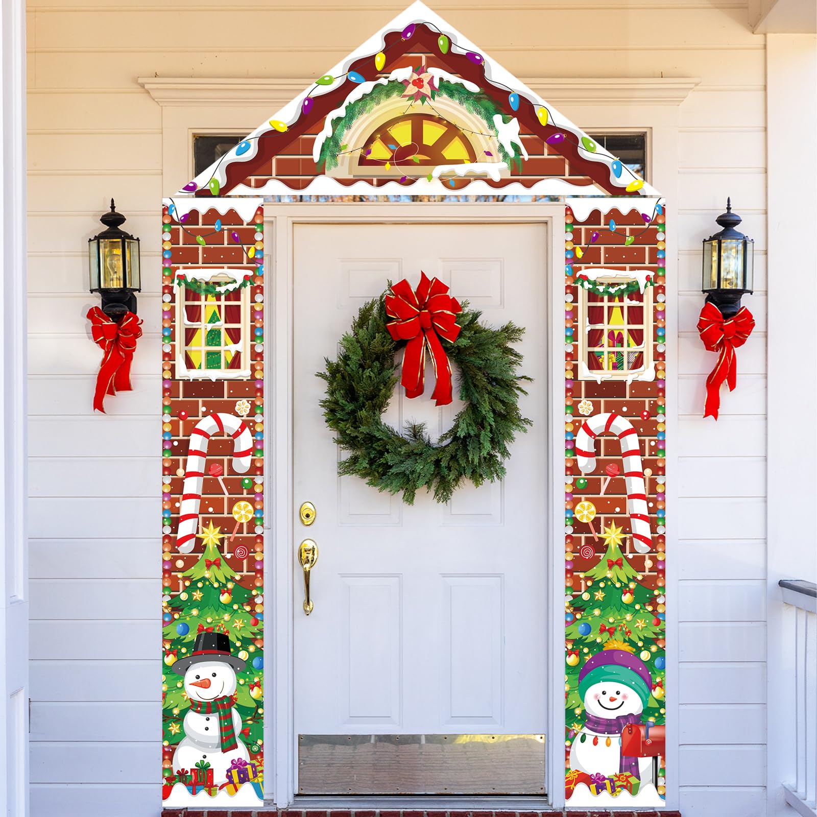 3PCS Christmas Door Banner Snowman Christmas Decorations Xmas Snowman Porch Sign For Holiday Christma Banners Indoor Outside Decorations Hanging Supplies Yard Doors Wall Decor Holiday Party Supplies