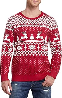 VEOMRI LUKCH Christmas Sweaters for Couple Reindeer Snowflack Crew Neck Long Sleeve Sweaters