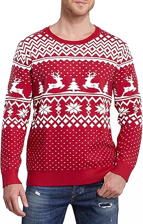 Christmas Sweater Women Long Sleeve Crew Neck Knit Relaxed Fit Xmas Holiday Pullover Sweater Themed Print Soft Casual Winter Jumper Tops Oversized Sweaters For Women Plus Size