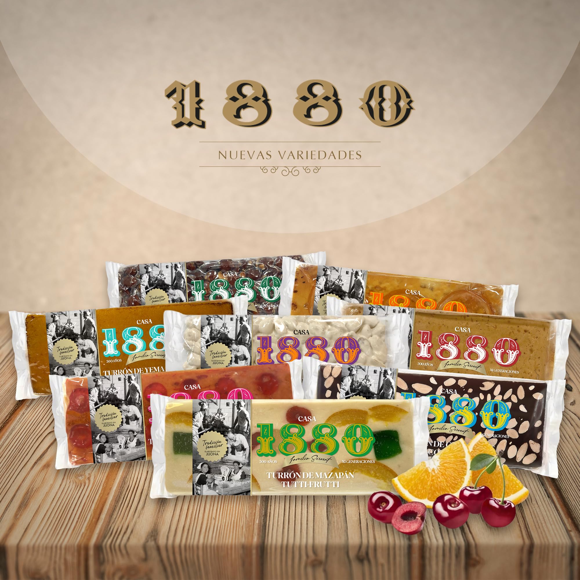 Turrón de Mazapan Tutti-Frutti Rilsan 300g, Tableta con Almendras Seleccionadas, Receta Tradicional, Regalo Navideño