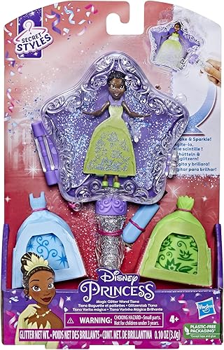 Miniatura 3 de Disney Princess Secret Styles Magic Glitter Wand Tiana - Juego de muñeca y varita, juguete de artes y manualidades para niños de 4 años en adelante