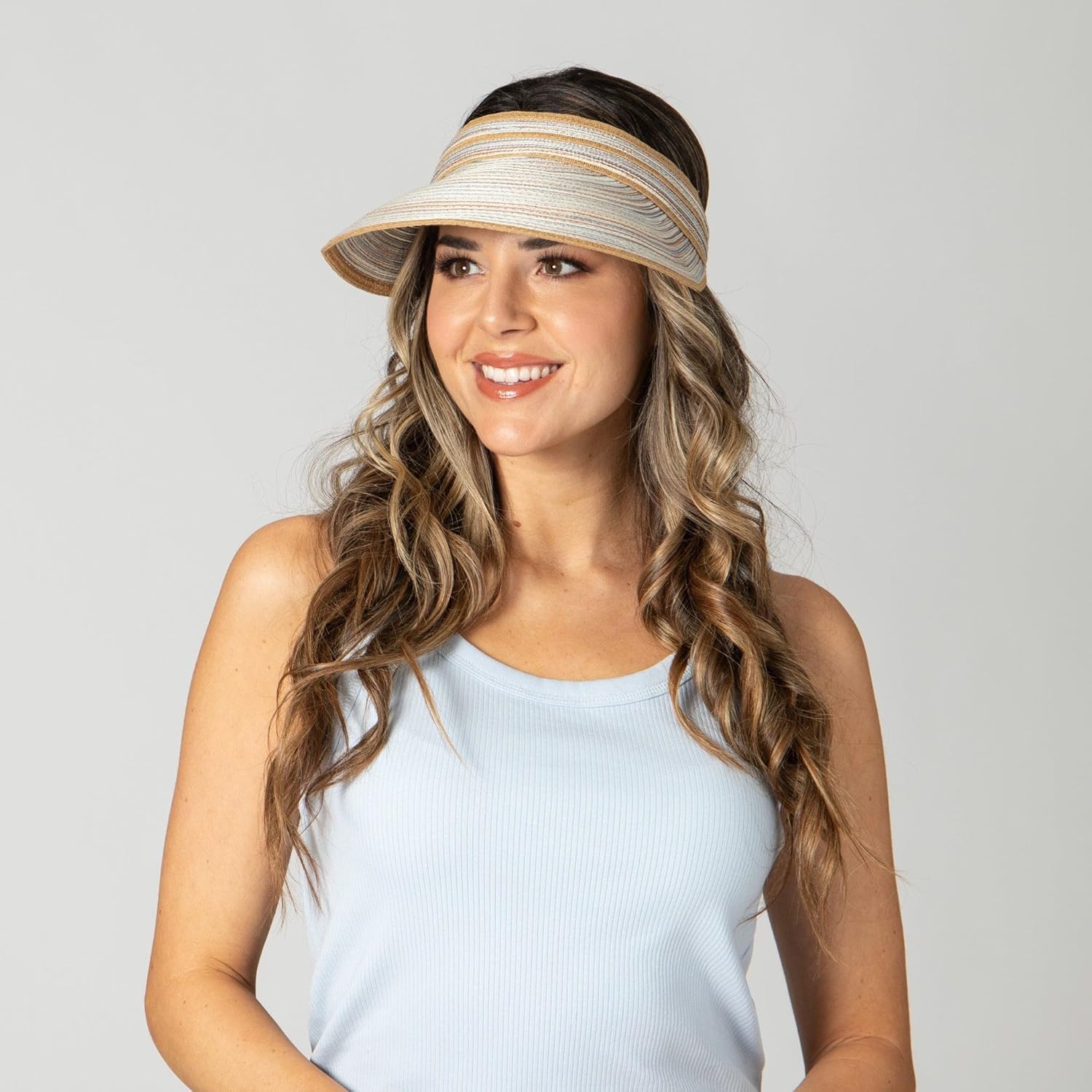 San Diego Hat Company Women's Mixed Braid Brim Visor with Velcro, Sun Hats for Women