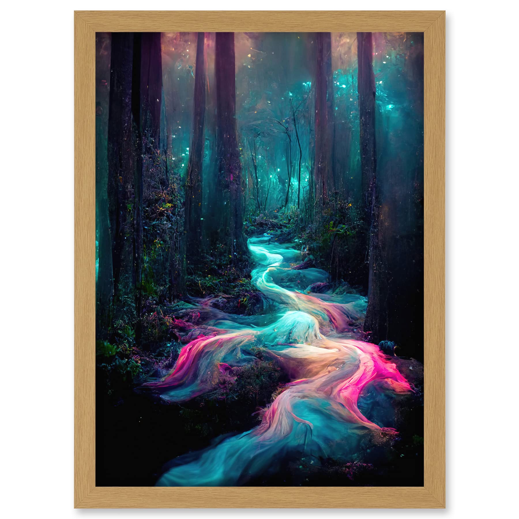 Doppelganger33 LTD The Enchanted Forest Magical Fantasy River Artwork Framed A3 Wall Art Print