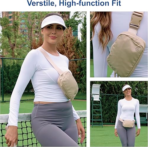 Miniatura 8 de Pander Riñonera con cremallera bidireccional de nailon para mujer, riñonera repelente al agua, bolsas cruzadas con correa ajustable (negro).