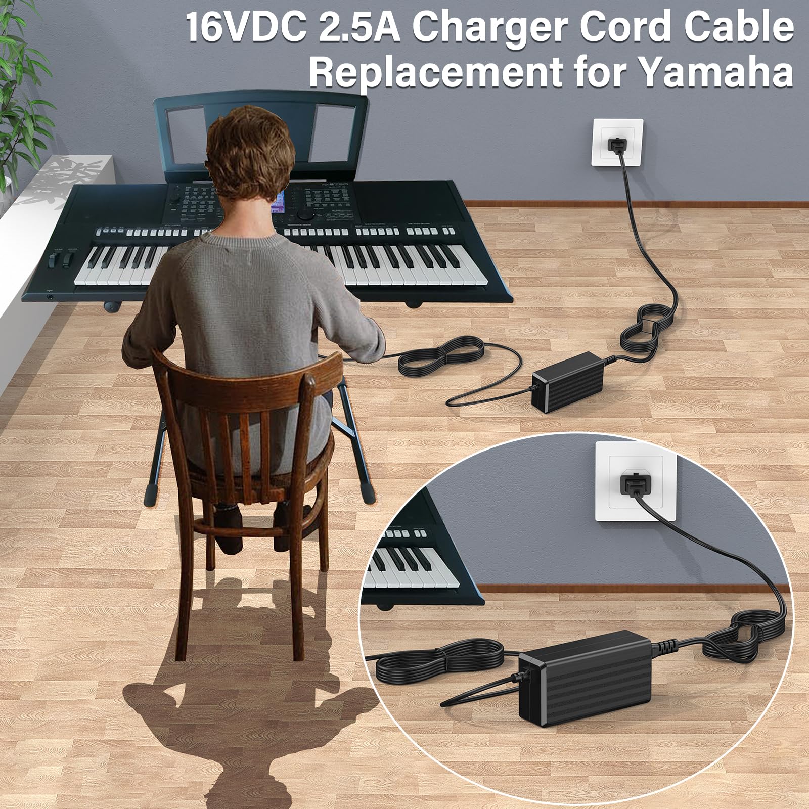 Przewód zasilający ładowarki 16V 2,5 A do Yamaha PA-300 do Yamaha PA300 PA-301 PA-300B PA-300C P-120S P-120 S Pro ES XS syntezator PSR PSR-S PSRS PSR-1000 PSR-S500 klawiatura fortepian AC DC adapter