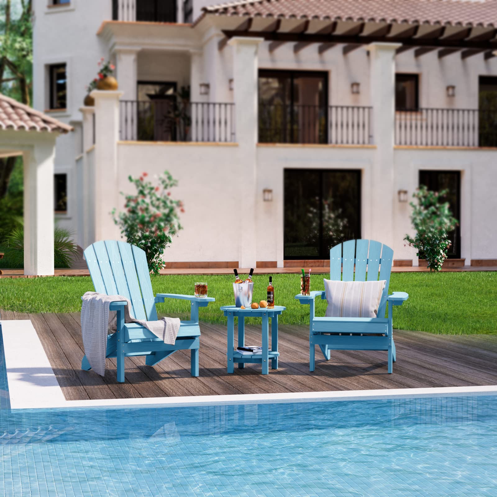 LOENIY Tavolino da esterno a 2 livelli Adirondack Tavolino in HDPE
