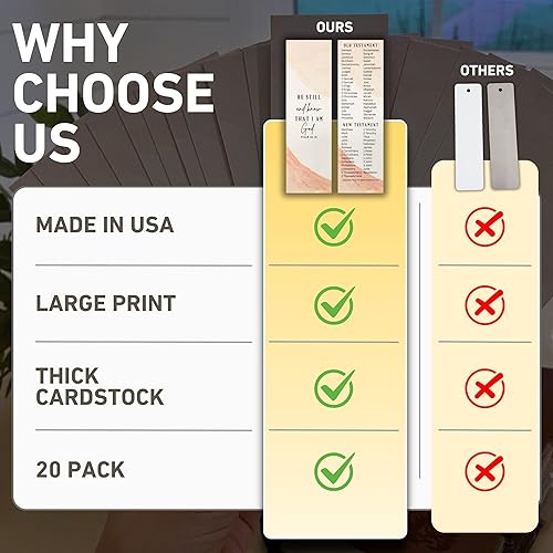 Miniatura 3 de Books of The Bible - Marcapáginas cristiano - Paquete de 20 - Impresión grande - Hecho en Estados Unidos