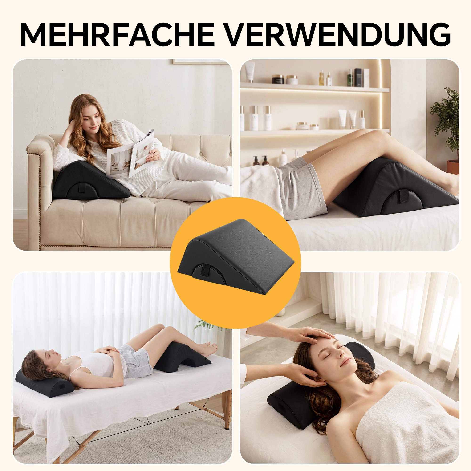 2-in-1 Beinlagerungskissen, ergonomisches Massagekissen für Knie & Beine, wasserdichtes Schaumstoff-Bolster mit Kunstlederbezug, für Massagetisch, Tattoo, Yoga & Zuhause
