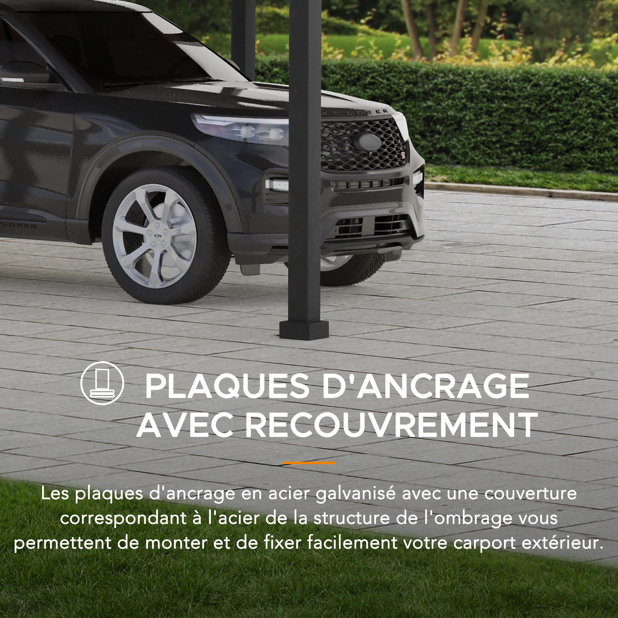 SUNJOY Abri de Voiture Extérieur 6,1 x 3,6 m, Toit en Acier Thermolaqué, Carport Robuste Heavy Duty, Protection UV & Imperméable, Pavillon de Jardin pour SUV, Camionnette et Voiture