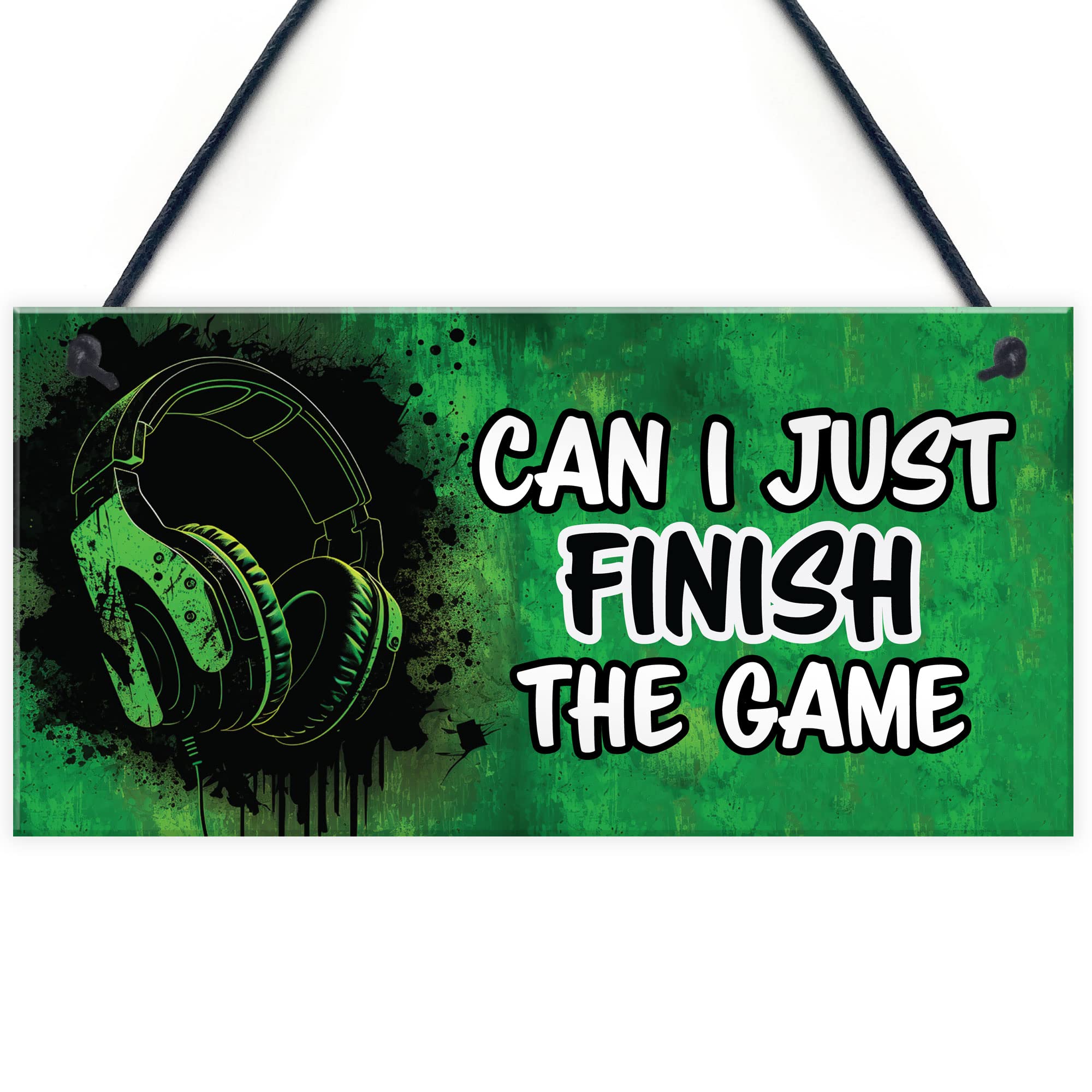 Red Ocean Funny Gaming Signs - Can I Just Finish This Game - Hanging Gamer Signs For Boys Bedroom, Games Room - Christmas Birthday Gift For Son Brother - Gaming SignDecor Gifts